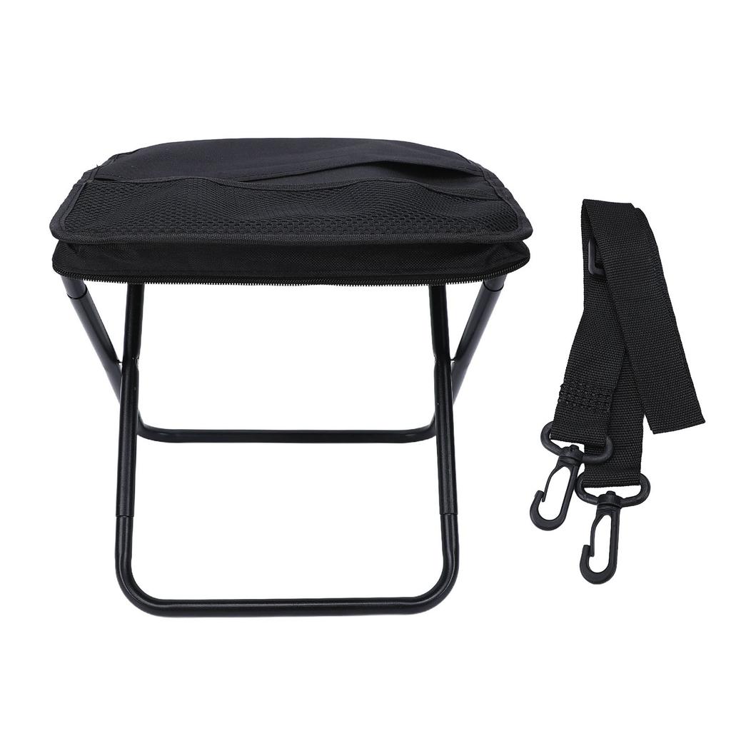 Portable Folding Camping Stool with Shoulder Strap Folding Stool Carry Bag for Hiking Fishing Picnics Black