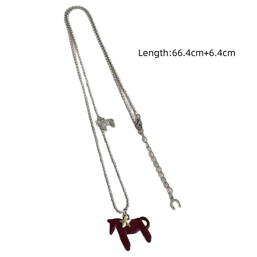 Silver Plated Beads Chain Chain Choker Korean Style Sweater Chain Fashion Horse Necklace  Women