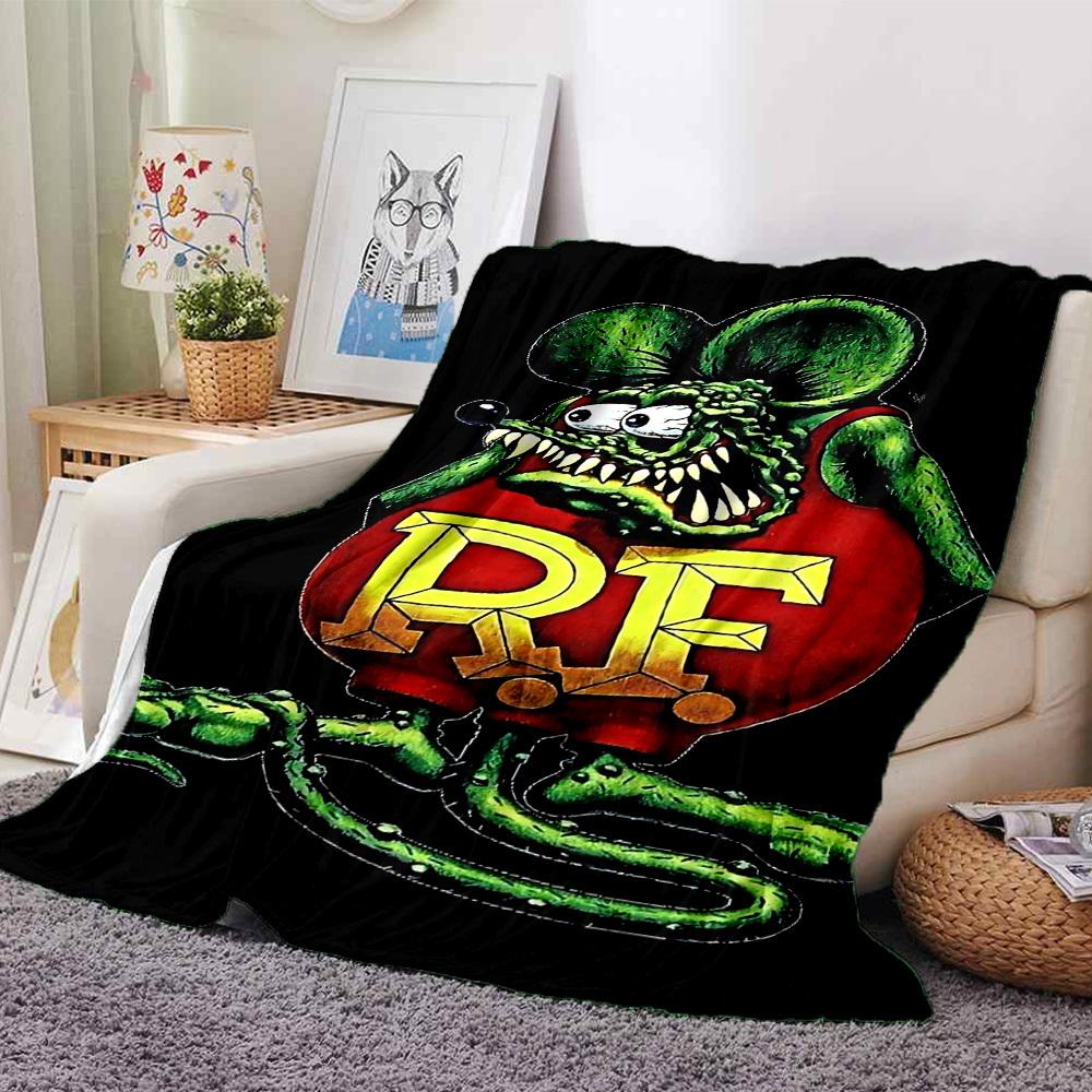 

1pc Rat Fink Throw Blanket Soft Flannel, Cozy All Season Polyester Perfect for Home, Office 80cmx120cm