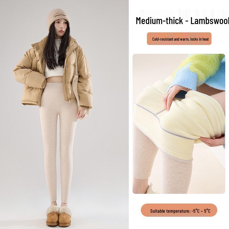 2025 Winter Fleece-Lined Lambswool Leggings: Extra Thick, Warm Cotton Pants L