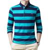 Gestreiftes Baumwollhemd für Herren mittleren Alters, langärmeliges T-Shirt für Herren mittleren Alters, ST-Shirt