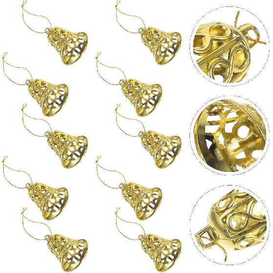 12pcs Christmas Tree Bell Ornaments Festive Hanging Decorations for Winter Theme Parties Safe Plastic Bells for Home Decor Xmas Tree Pendants Holiday