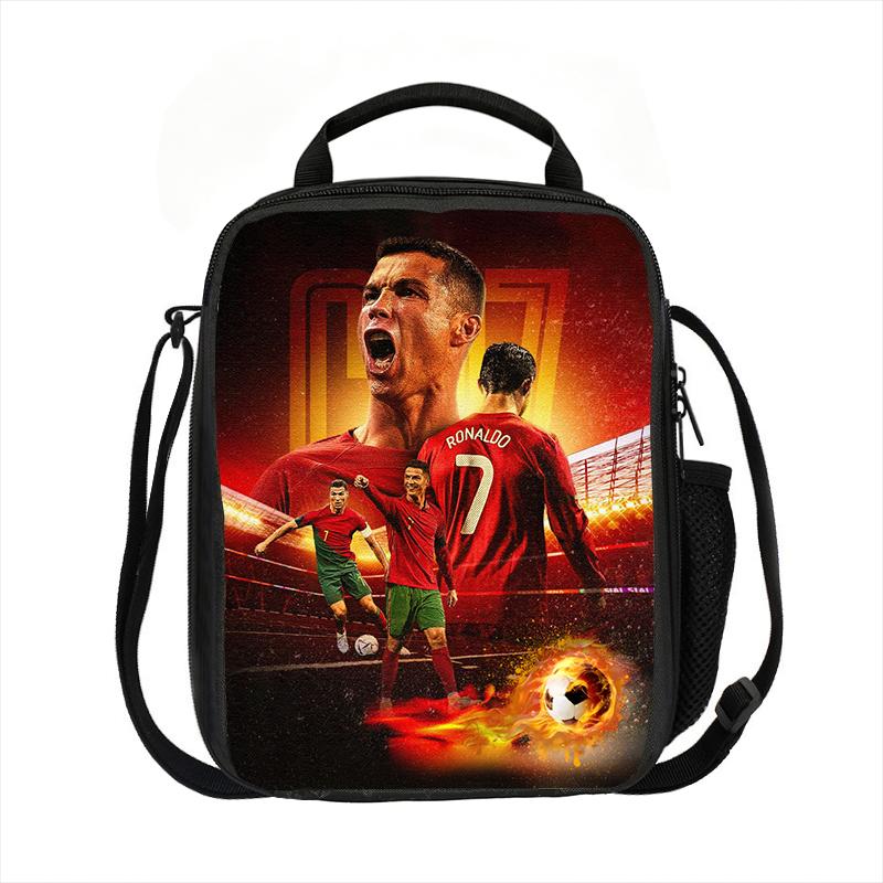 Leer, Reis Geïsoleerde Lunchtassen Ronaldo Thermische Tas Voetbalster Lunchcontainer Lekvrije Tote Lunchbox Voedselopbergzakken