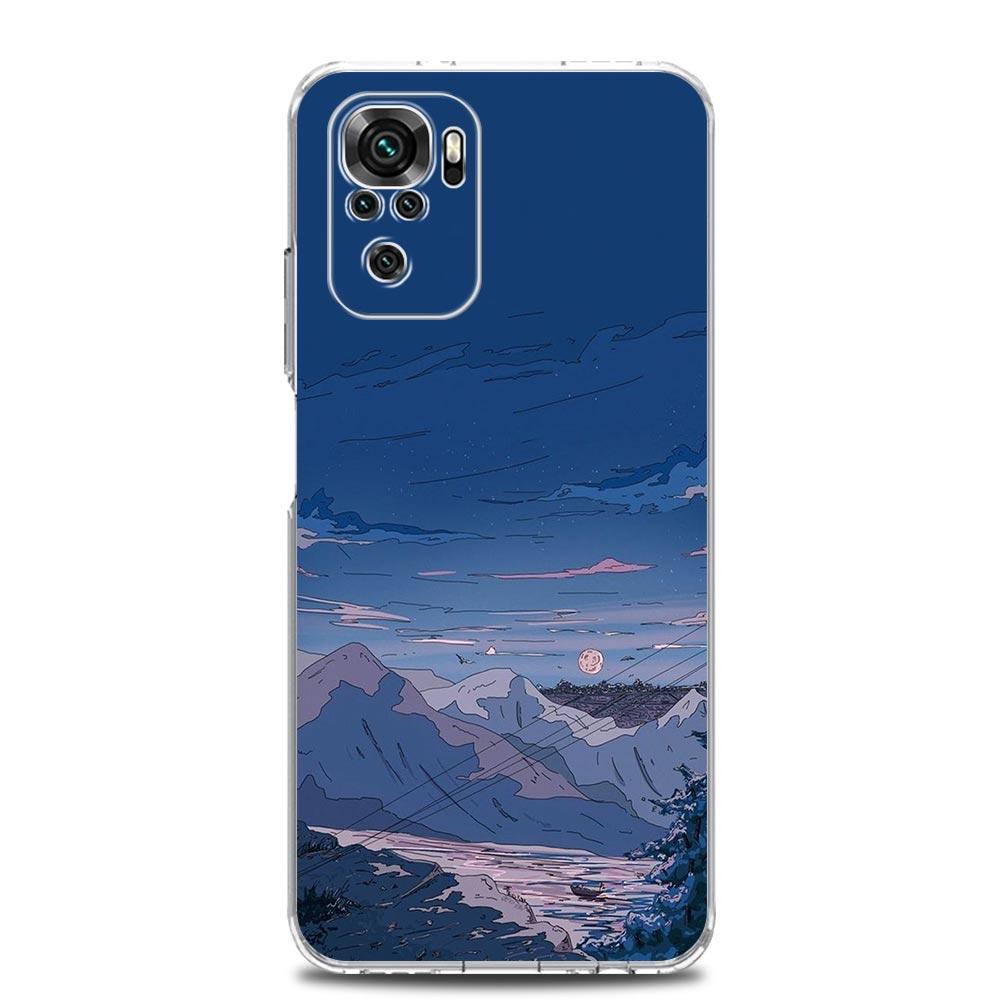 INS Japan Sunset Scenery Clear Phone Case For Xiaomi Redmi Note 12 5G 9S 9 8 10 11 Pro+ 9T 8T 10C 9C 9A 7 Pro Soft Back Cover