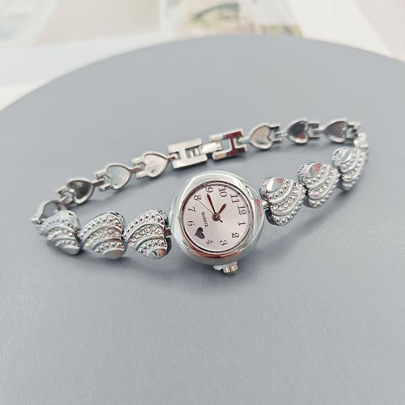 Fashion Heart-shaped Bracelet Ladies Watch Alloy Strap Rhinestone Inlaid Quartz Watch for Women Wristwatches Clock Montre Femme
