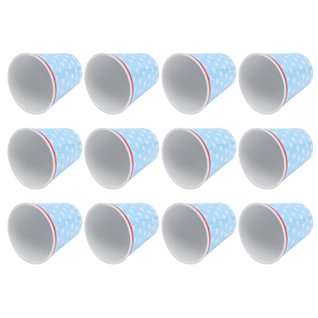 12PCS Light Blue Dot Pattern Imitation Ceramic Water Cup Drinking Mug for Restaurant School Gift