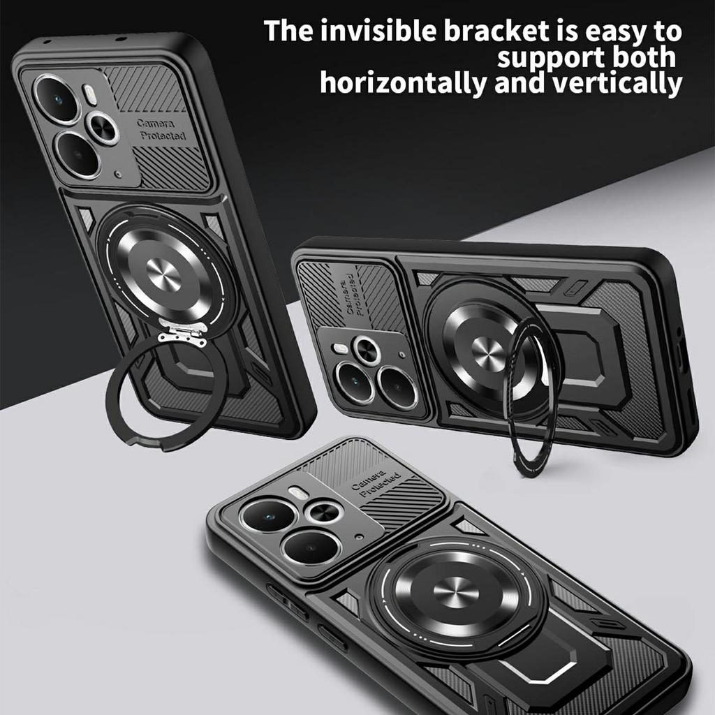 Dla Realme 14 5G Etui Magnetyczne Obrotowa Podpórka TPU+PC Pokrowiec na Telefon