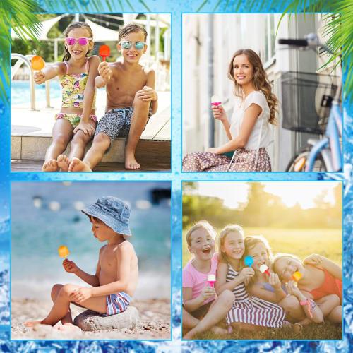 2-Pack Popsicle Molds, Silicone Mini Ice Pop Molds with Colorful Popsicle Sticks, BPA-Free Food Storage Containers, and 7 Round Ice Cube Trays