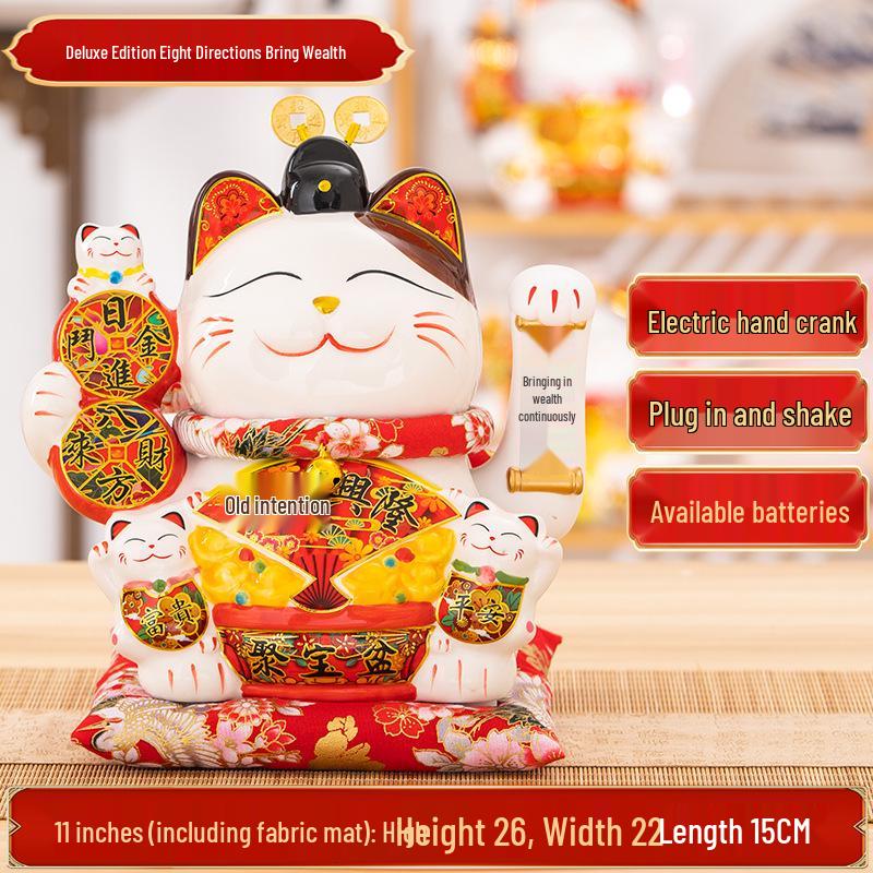 Large Waving Hand Lucky Cat Ornament - Cashier Desk Home Decor Gift