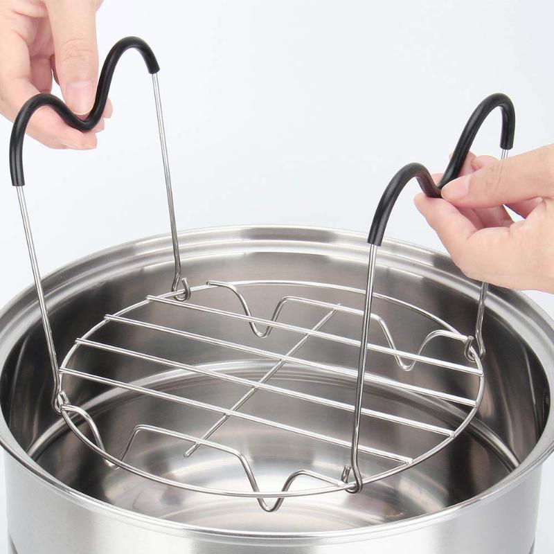 1Pc Steamer Rack Trivet With Heat Resistant Silicone Handles Stainless Steam Rack Pressure Cooker Trivet