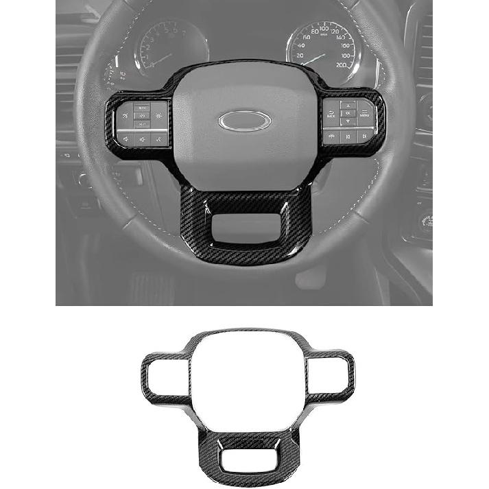 Savadicar Carbon Fiber Interior Accessories - Steering Wheel Trim Cover For Ford F150 (-Present) - Premium Texture Interior Decor Upgrade Option, 1 Carbon Fiber