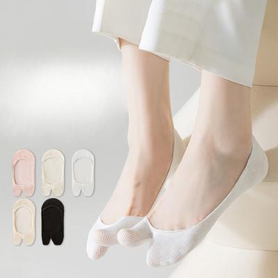 Women's Summer Thin Style Can Not Drop The Heel 7A Antibacterial Ultra Shallow Mouth Invisible Two Toe Boat Socks