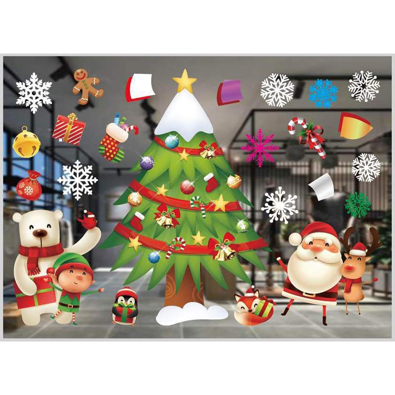 Electrostatic Christmas Window Decal Sticker No Trace Xmas Window Clings Glass Decor No Glue Residue Multi Patterns