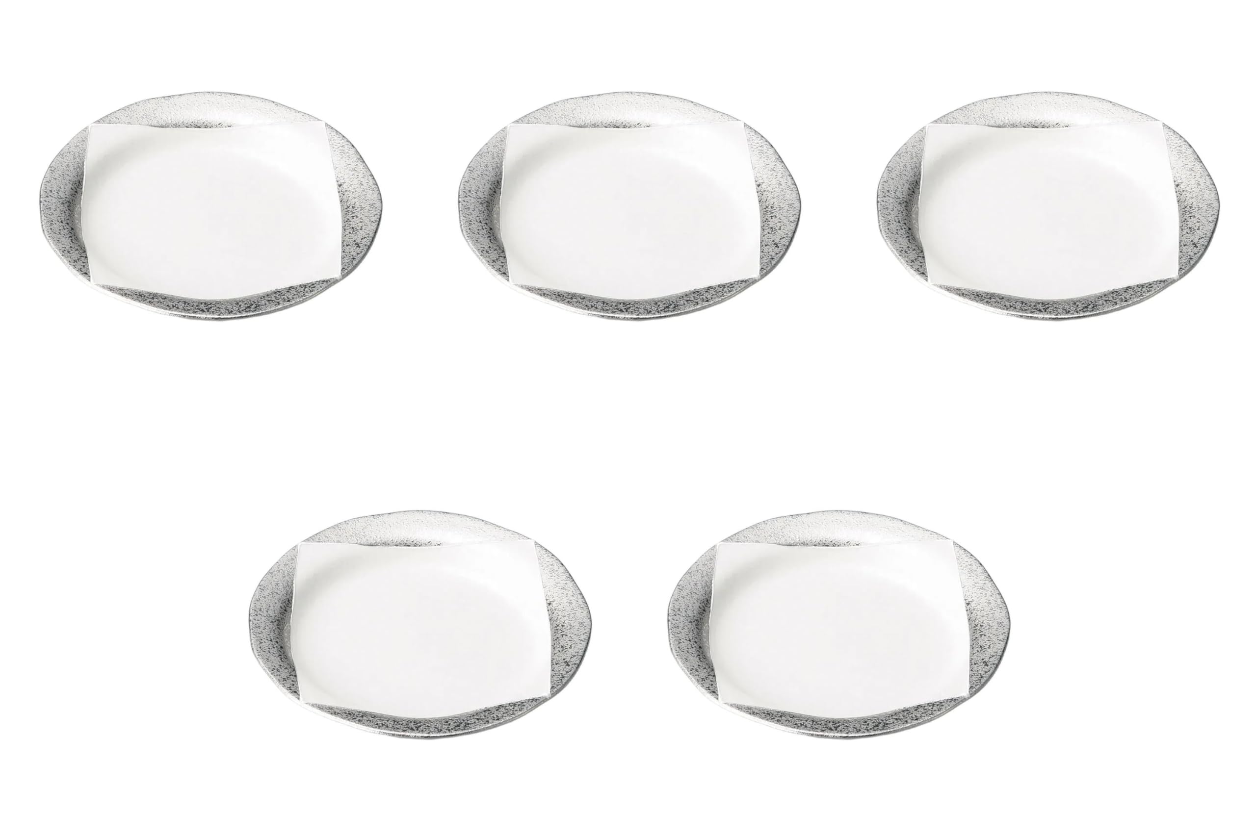 

Набор из 5 платиновых квадратных тарелок с бортиками x маленьких круглых тарелок от Setomonohonpo 6,5 дюйма [19,3 2,7 см] платиновый