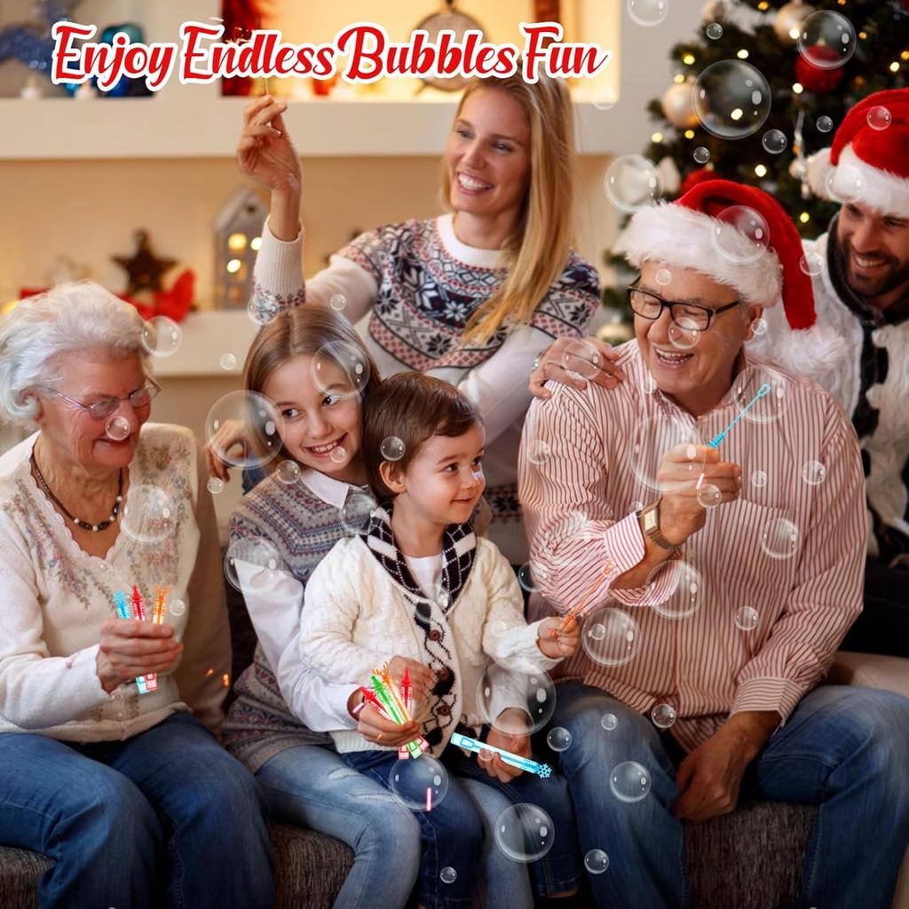 DERAYEE 36Pcs Christmas Bubble Wands for Kids Bulk, Xmas Mini Bubbles Party Favors Christma Toys Gift for Boys Girls Christmas Classroom Awards,