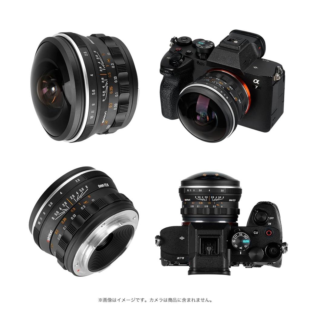 AstrHori 6mm Circular Fisheye Sony E Manual Large Black F2.8 Lens, 220° Ultra-Wide Angle, Full-Frame Compatible, E-Mount, Compatible, Focus, Aperture,