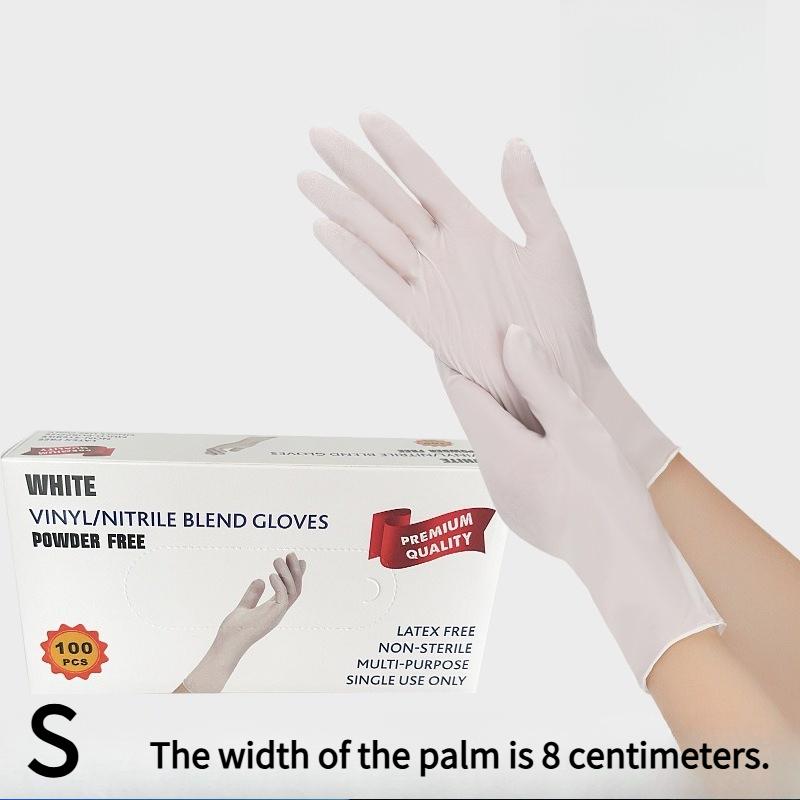 100PCS plastic disposable nitrile gloves mixed nitrile gloves thickened food grade composite nitrile protective gloves S