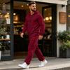 Men's Zip-Up Hoodie and Jogger Set with Multiple Pockets for Activewear