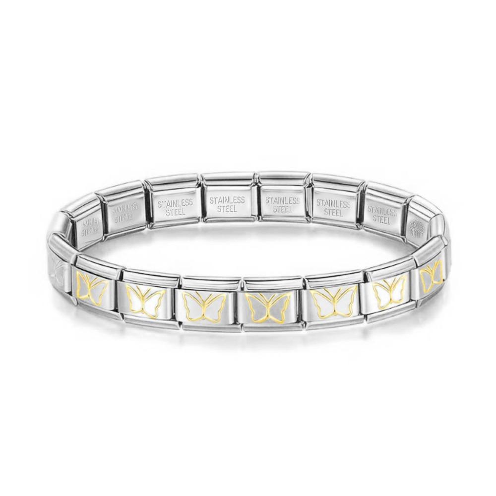 9mm Modulares Edelstahlarmband Quadratisch Elastische Handkette Geburtstag