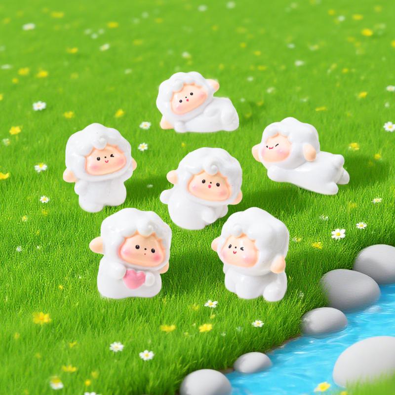 1/6 Pcs Adorable Sheep Car Dashboard Decor Cute Lamb Figurine Auto Center Console Accessory For Women Car Enthusiasts