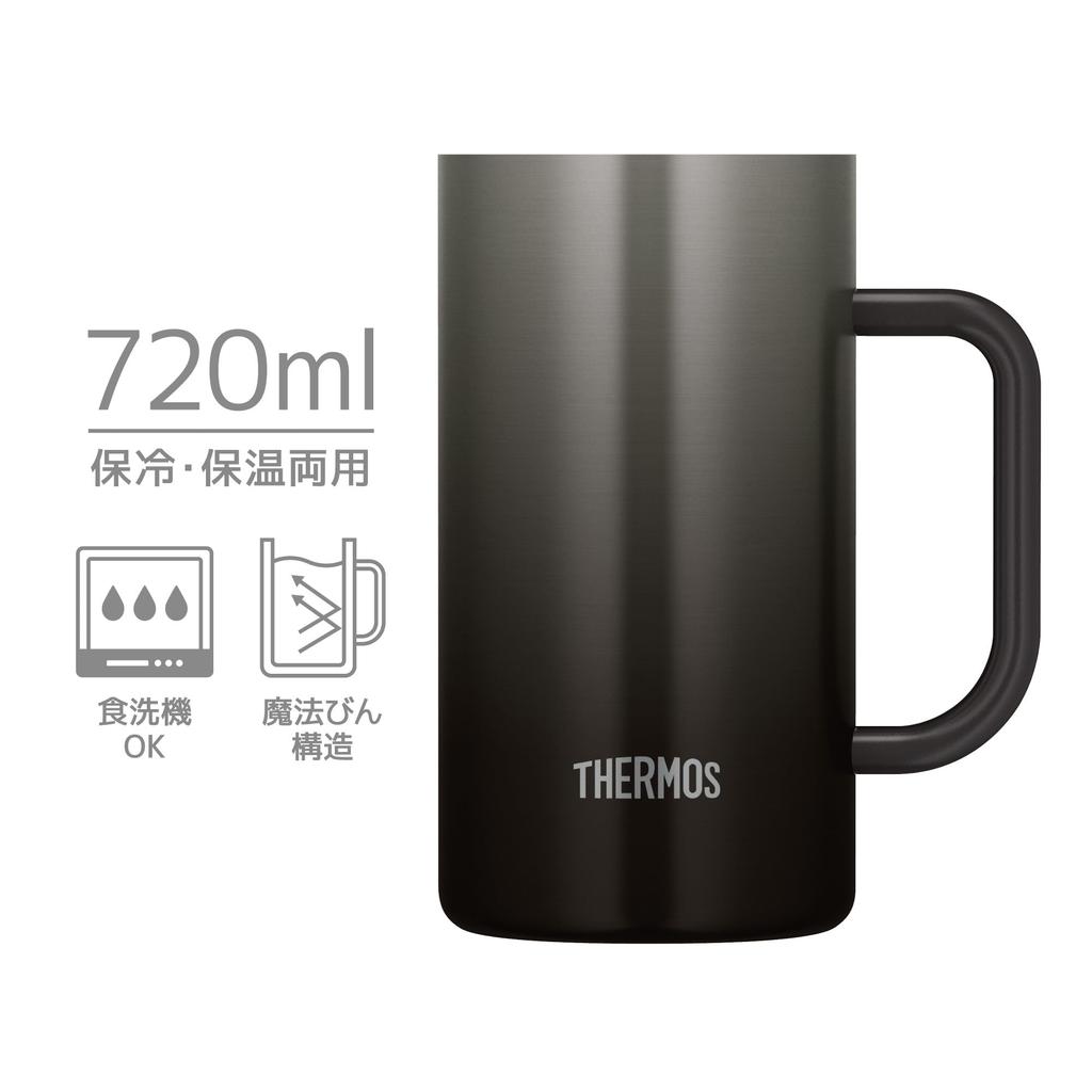 Thermos Vacuum Insulated Mug 720ml Black Dishwasher Safe Thermos Structure Thermal Insulation Beer Mug BK JDK-721C
