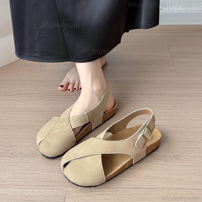 Fashion Women's Sandals Flat Low Heel Casual Loafers Slip-on Summer Spring Comfortable Footwear Cross Cover Toe Sandalias De Mujer