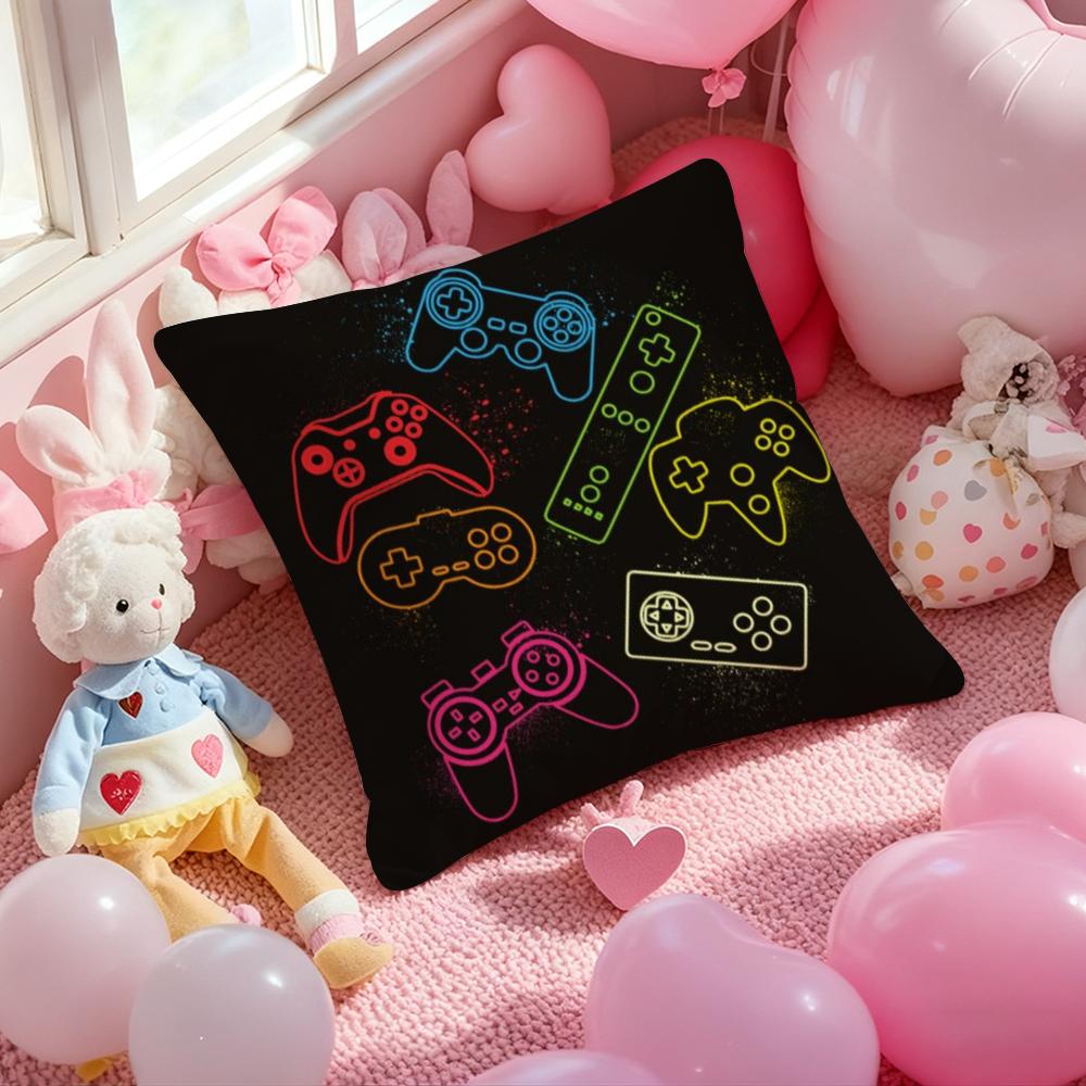Game Gamepad Colorful Graffiti Cushion Cover Pattern Printed Pillowcase for Living Room Sofa Cushion Cover & Bedroom Decor