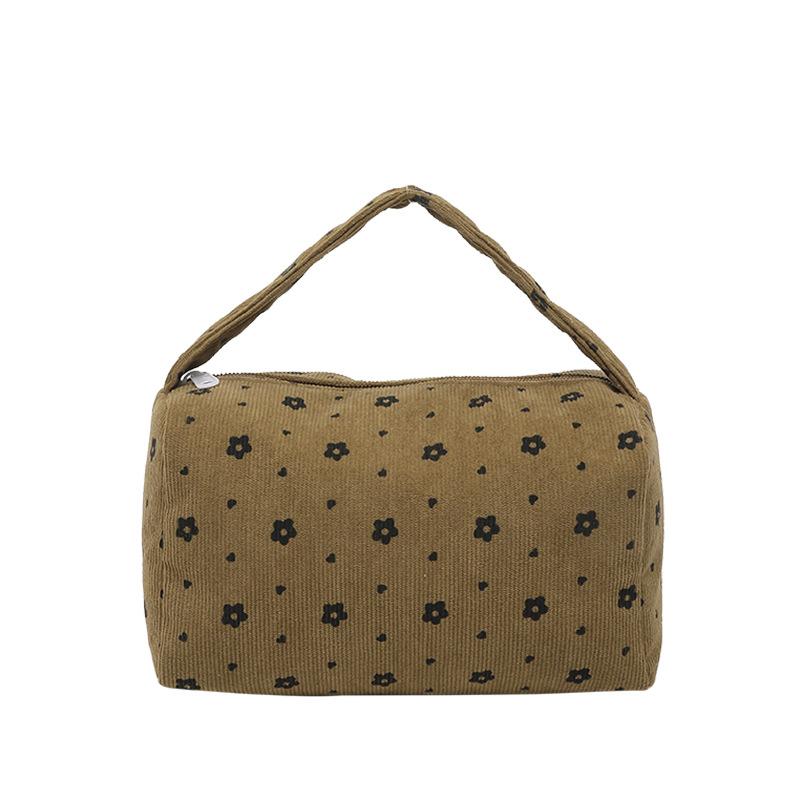 Весна новая японская милая свежий стиль цветочная сумка-тоут мягкая девичья вельветовая простая маленькая квадратная сумка коричневый