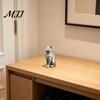 Bay Window Cat Statue 3D Printed with Wavy Fur, Modern Sitting Figurine for Showcase Decor Bookshelf Decor, Minimalist Art Sculpture Home Office, Gift