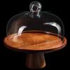 8-inch Solid Wood Cake Stand with Glass Dome