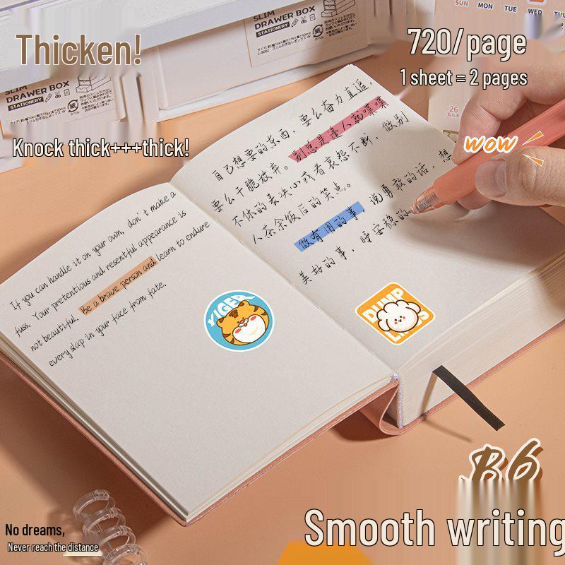 Extra Thick A6 Grid Notebook: Xiaohongshu Style, Ideal for Students & Office Use