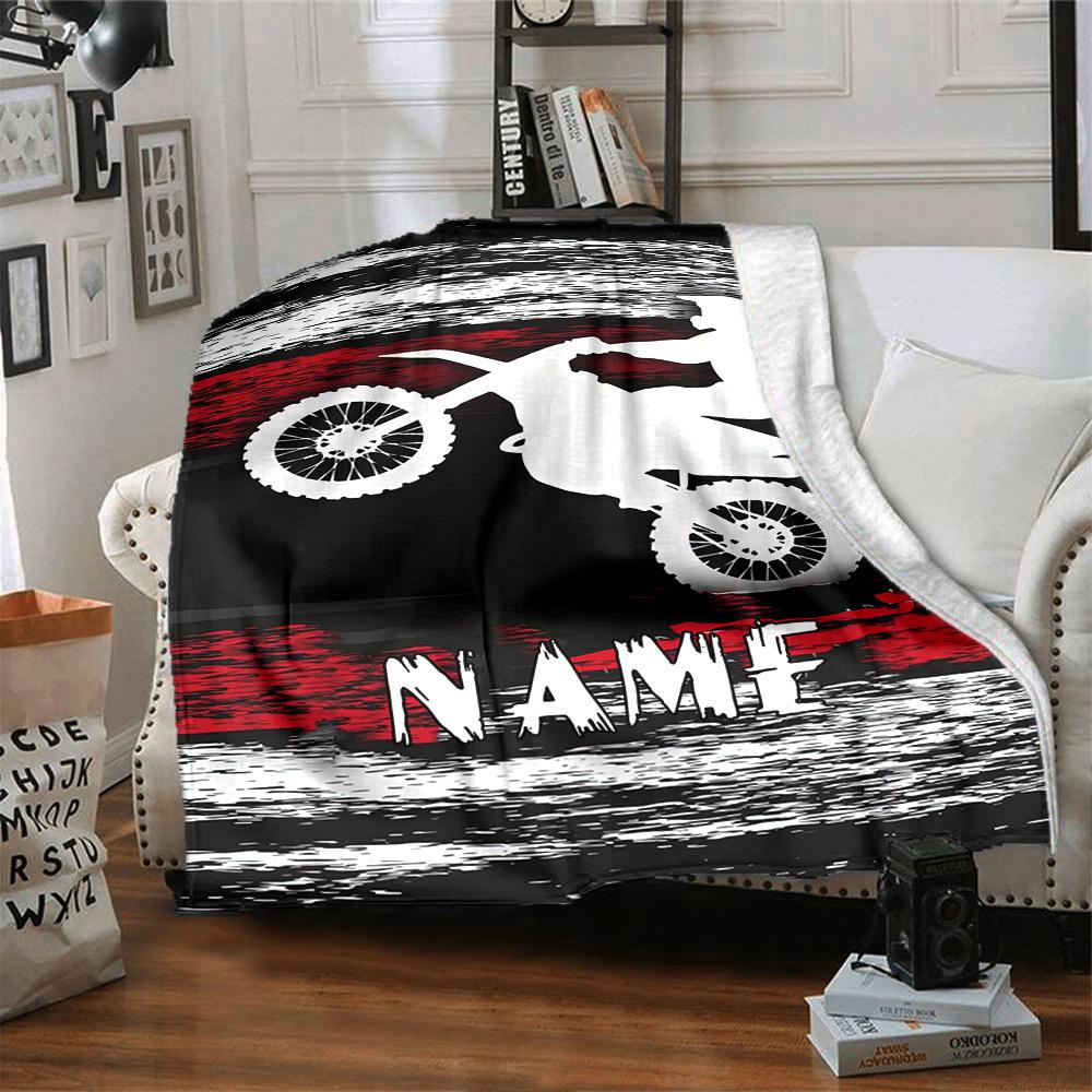 Dirt Bike Motocross Home Customize Your Name Blankets Comfortable Soft Lightweight Allseason Multipurpose Blanket For Picnics Sofas Offices Beds