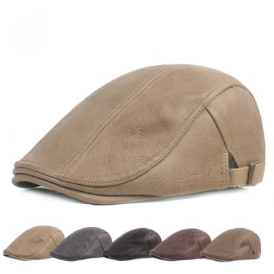 Leather Thickened Duck Tongue Hat Winter Elderly Forward Cap Literary Youth Beret Men and Women Hat