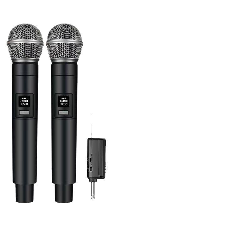 Rechargeable Wireless Microphone Set: One-to-Two KTV Live Singer Handheld with Speaker