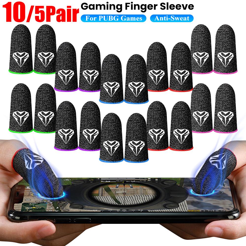 5/10 Pair For PUBG Gaming Finger Sleeve Breathable Fingertips Sweatproof Anti-slip Fingertip Cover Thumb Gloves For Mobile Game