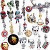 Iron Man,Spider-Man Guardians of the Galaxy Charm Beads Pendant Fit Silver Bracelet Necklace Beads For Diy Jewelry Gift