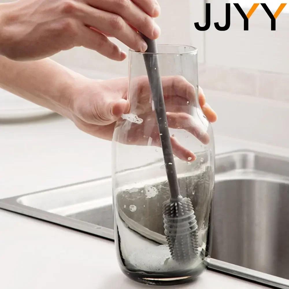 Silicone Cup Brush Long Handle Glass Cleaner for Kitchen Wine Bottle Scrubber Cleaning Tool