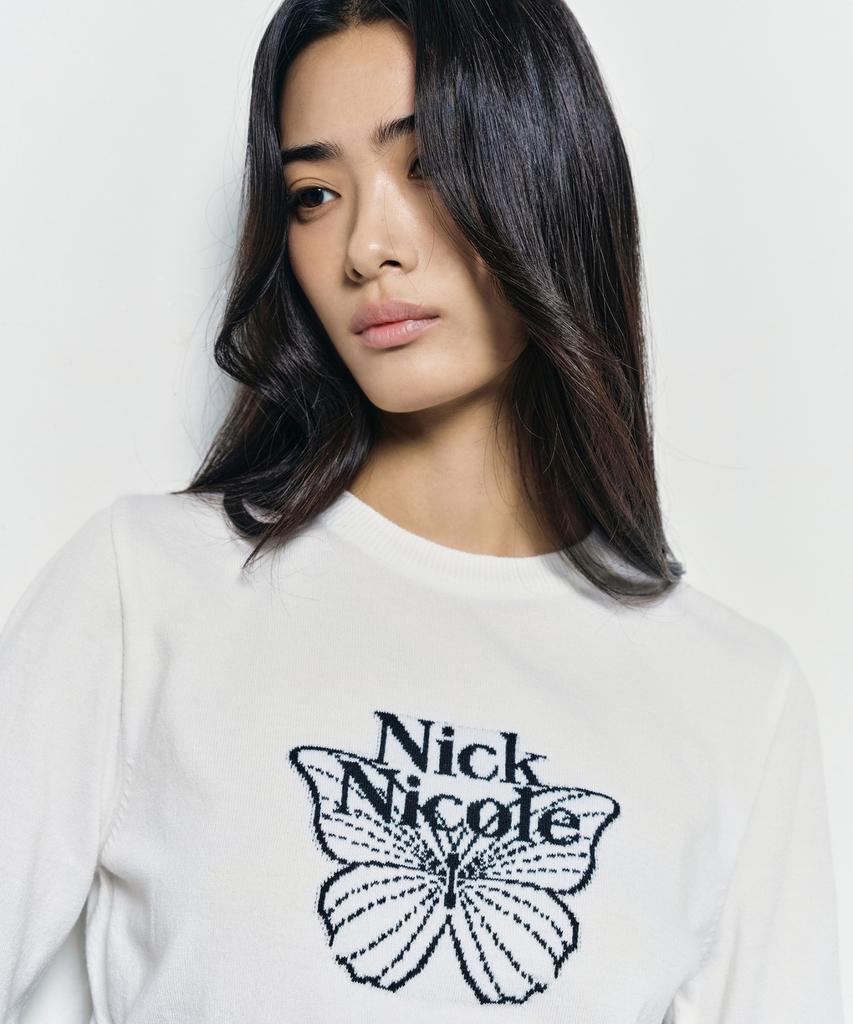 Nigaennikol Mini Butterfly Signature Sleeve Knit_Ivory Black