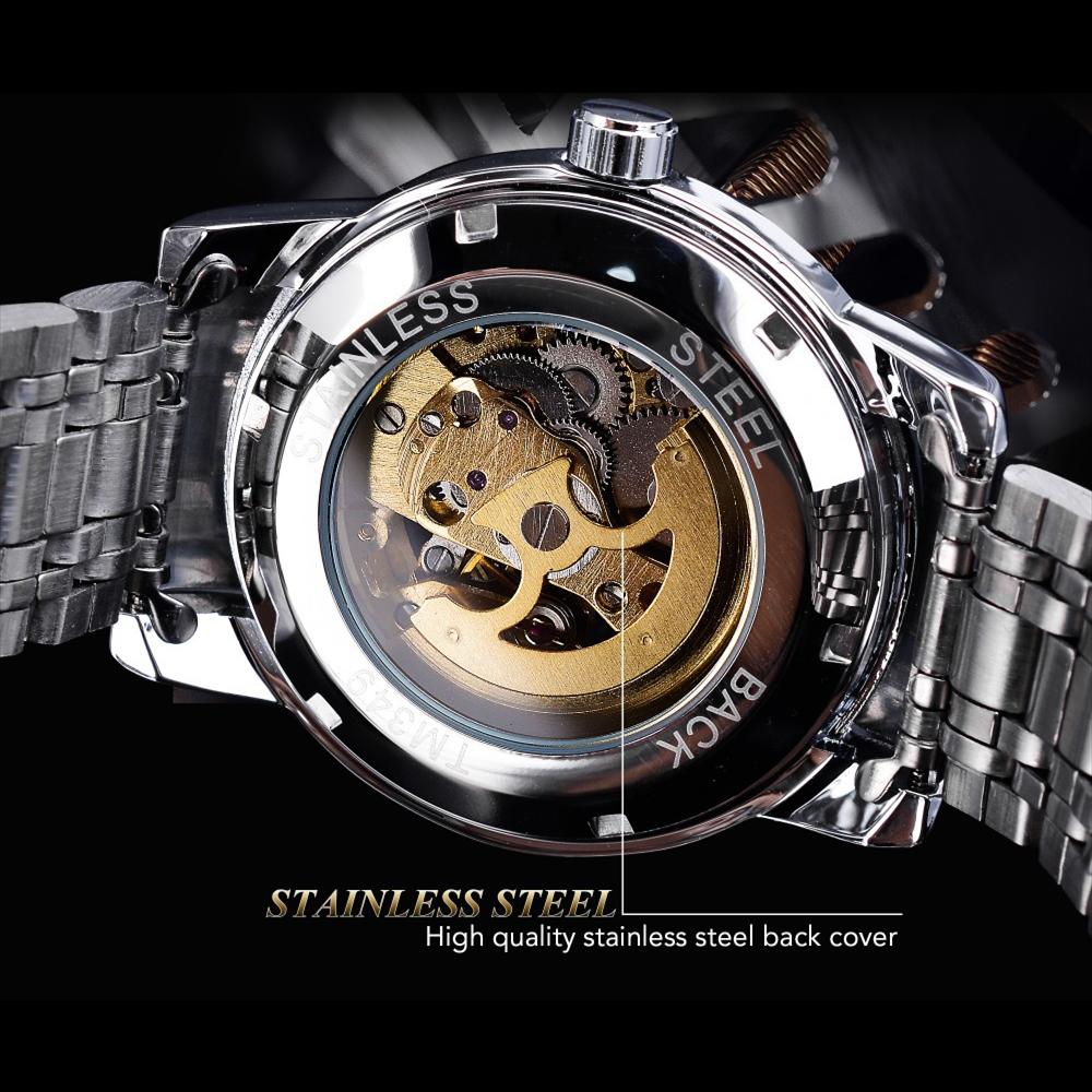Winner Neue Top Business Style Skelett Automatische Mechanische Uhr Herren Diamant Mosaik Uhr Römisches Zifferblatt