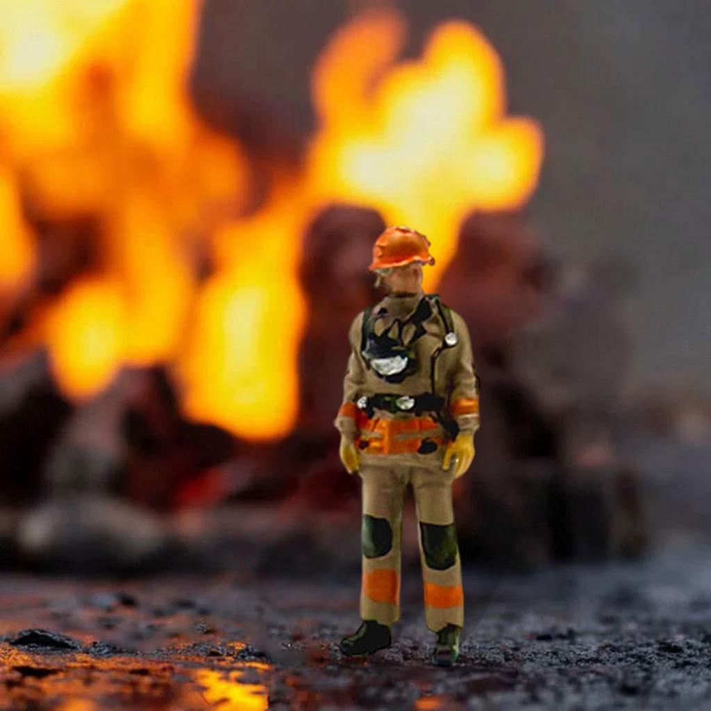 1/64 Firefighter Figures,Realistic,Mini Diorama Action Figures Tiny People Model for Scenery Landscape Diorama Decor Layout