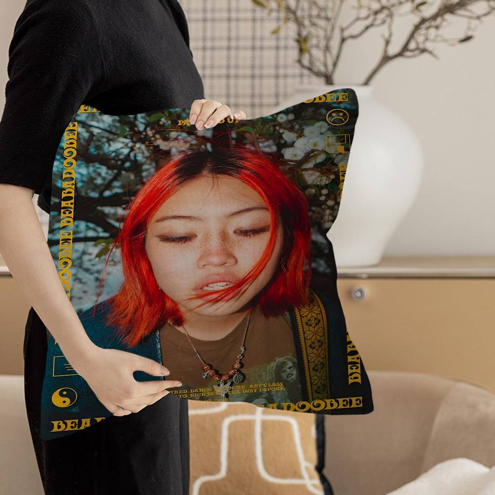 Singer B-Beabadoobee Pillow Covers Cartoon Sofa Decorative Home Double-sided Printing Short Plush Cute Cushion Cover