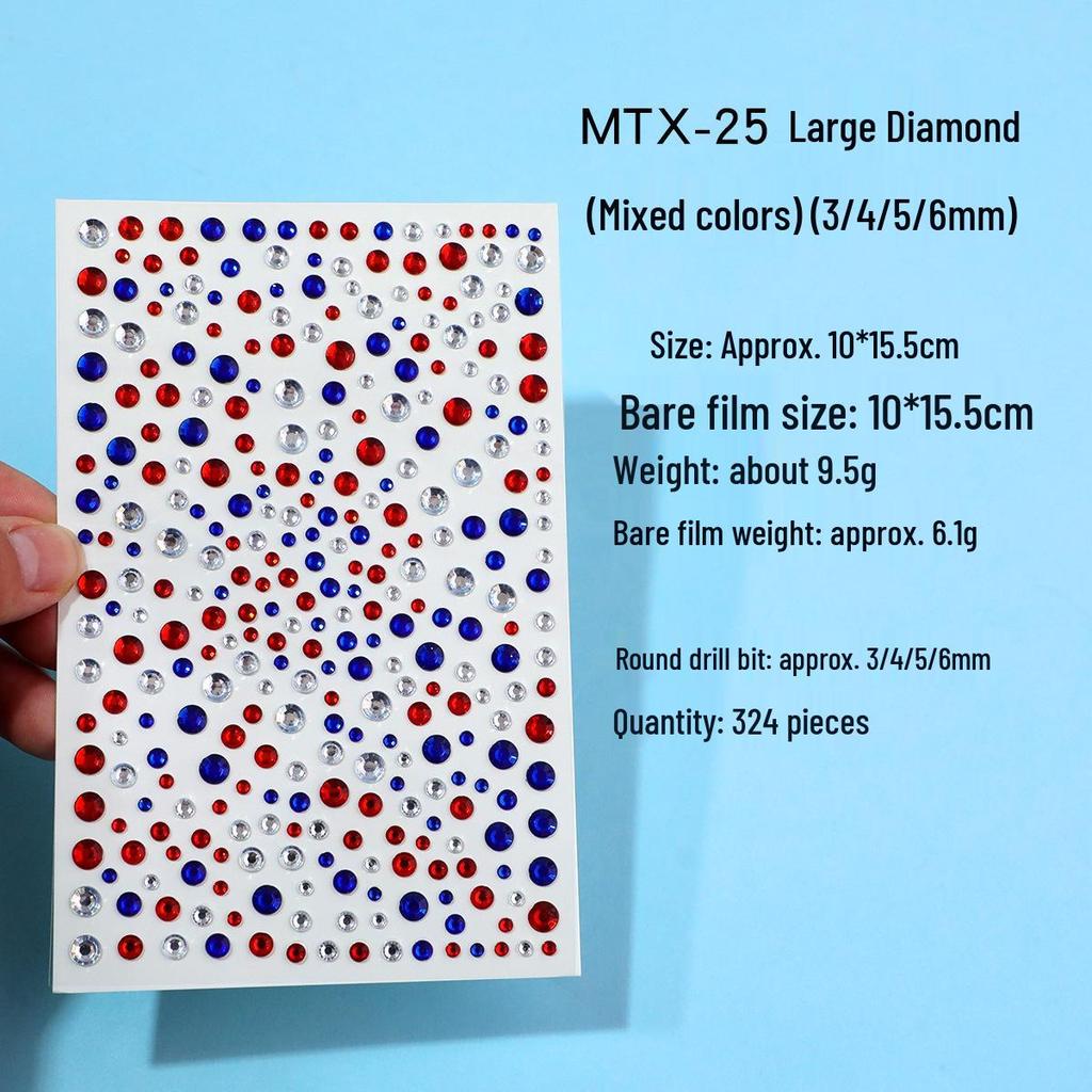 15-Color Crystal & Acrylic Face Stickers - Stage Beauty Diamonds