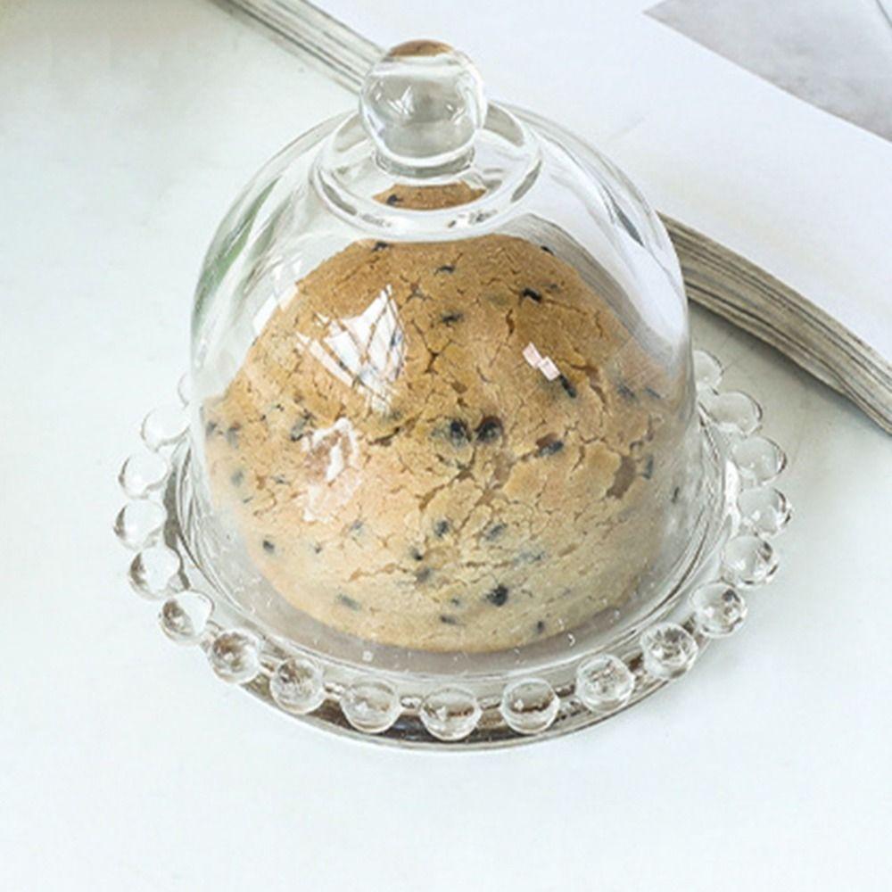 Glass Craft Cake Serving Tray With Lid Dessert Table Ornaments Dessert Storage Stand Birthday