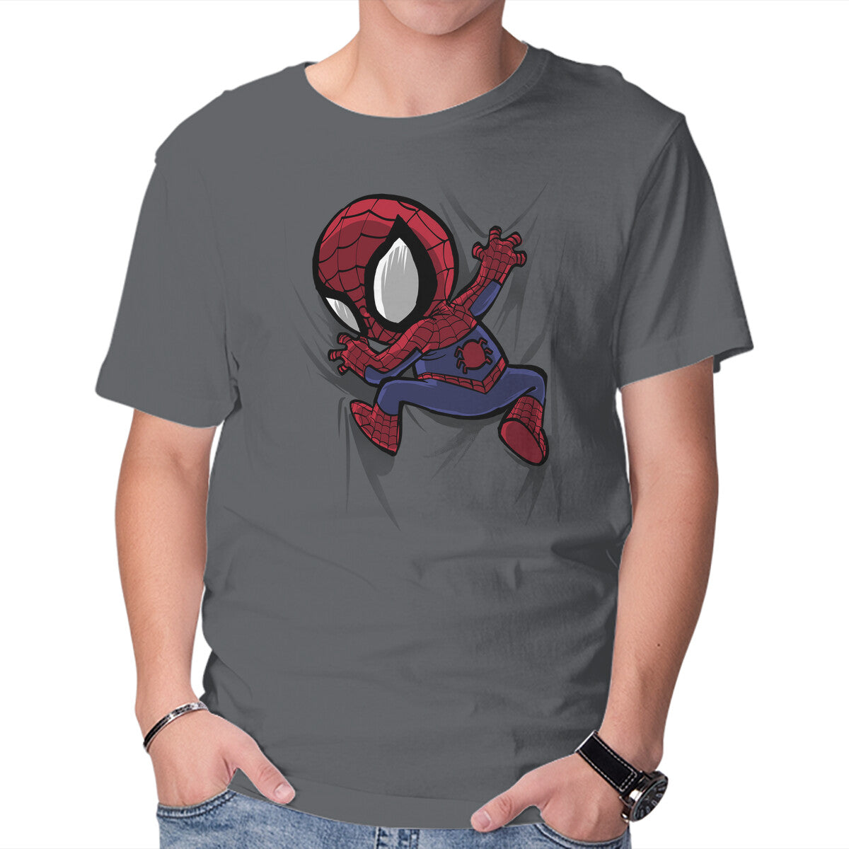 Unisex Crew Neck T-Shirt My Portable Spidey Graphic Short Sleeve Casual Tee XXXL