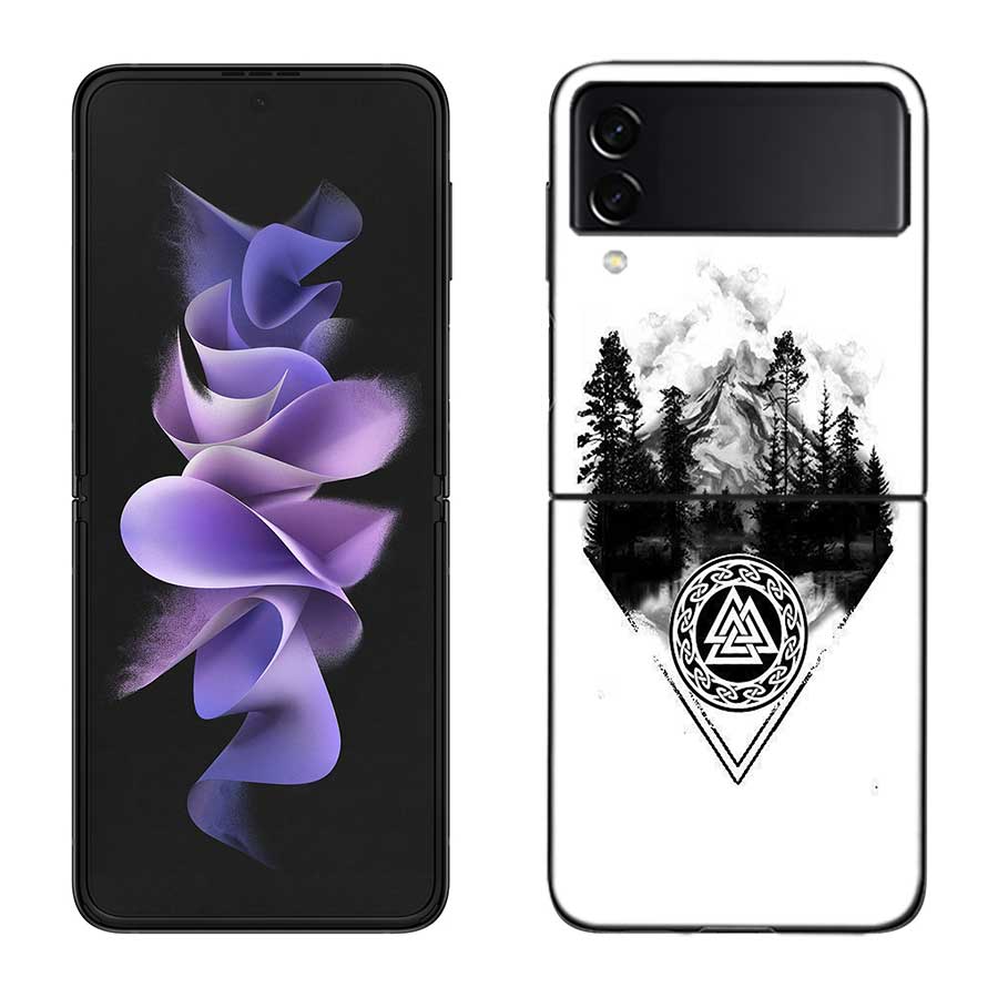 Nordic Norse Phone Case For Samsung Z Flip 7 6 5G Galaxy Z Flip 5 4 3 Black Hard Cell Cover Luxury PC Shell Coque