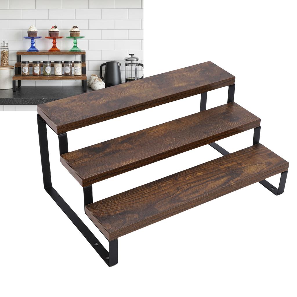 Perfume   Multi Purpose Wood Display Riser Stand for Kitchen Countertop Cosmetics Skincare Storage