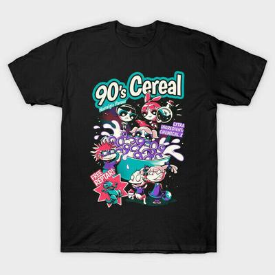 Nostalgic Flavour Rugrats The Powerpuff Girls 90S Cereal Parody Black T-Shirt