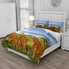 3D Animal Bedding Set - Giraffes Mountains Grassland Quilt Cover Twin/King Size, 2/3PCS Soft Polyester Bed Linen, Durable & Fade
