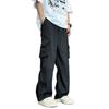 Multi-pocket Overalls Men's Summer Hong Kong Style Ins Loose Straight Trousers Trendy Elastic Waist Casual Pants