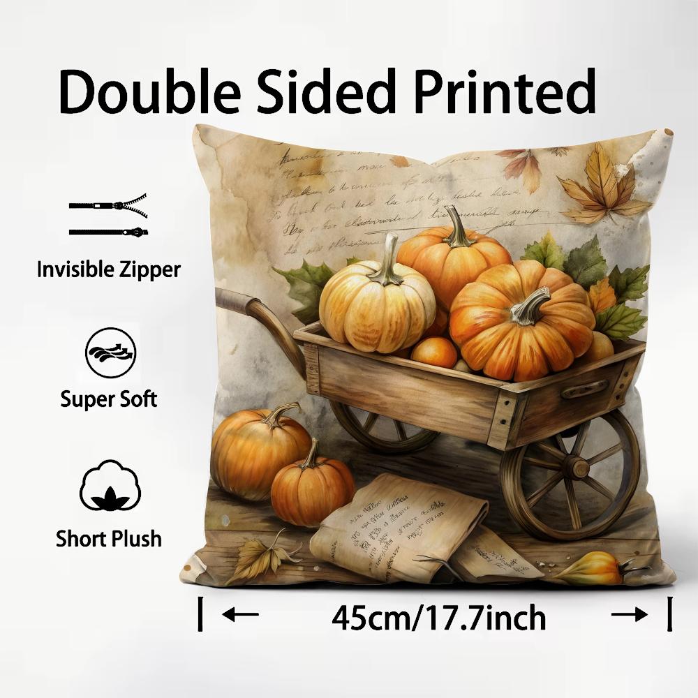 Pumpkin Hot Cushion Cover Plush Fabric Soft DoubleSided Printed Sofa Warm Winter Home Child Gift Pillow Case